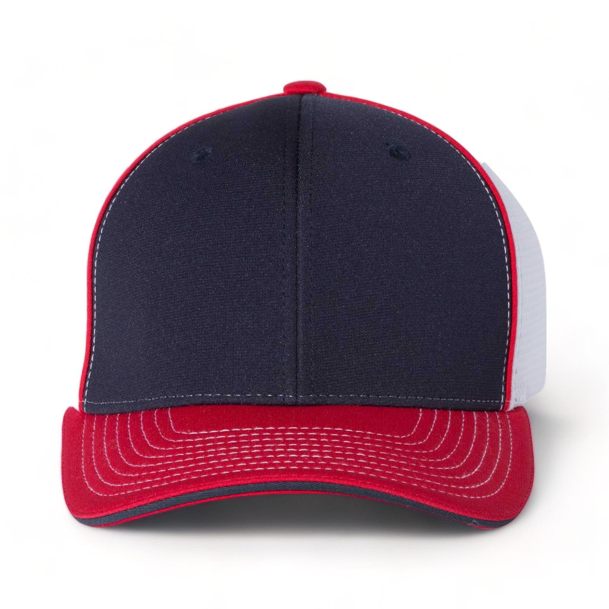 Front view of Richardson 172 custom hat in navy,  white and red tri
