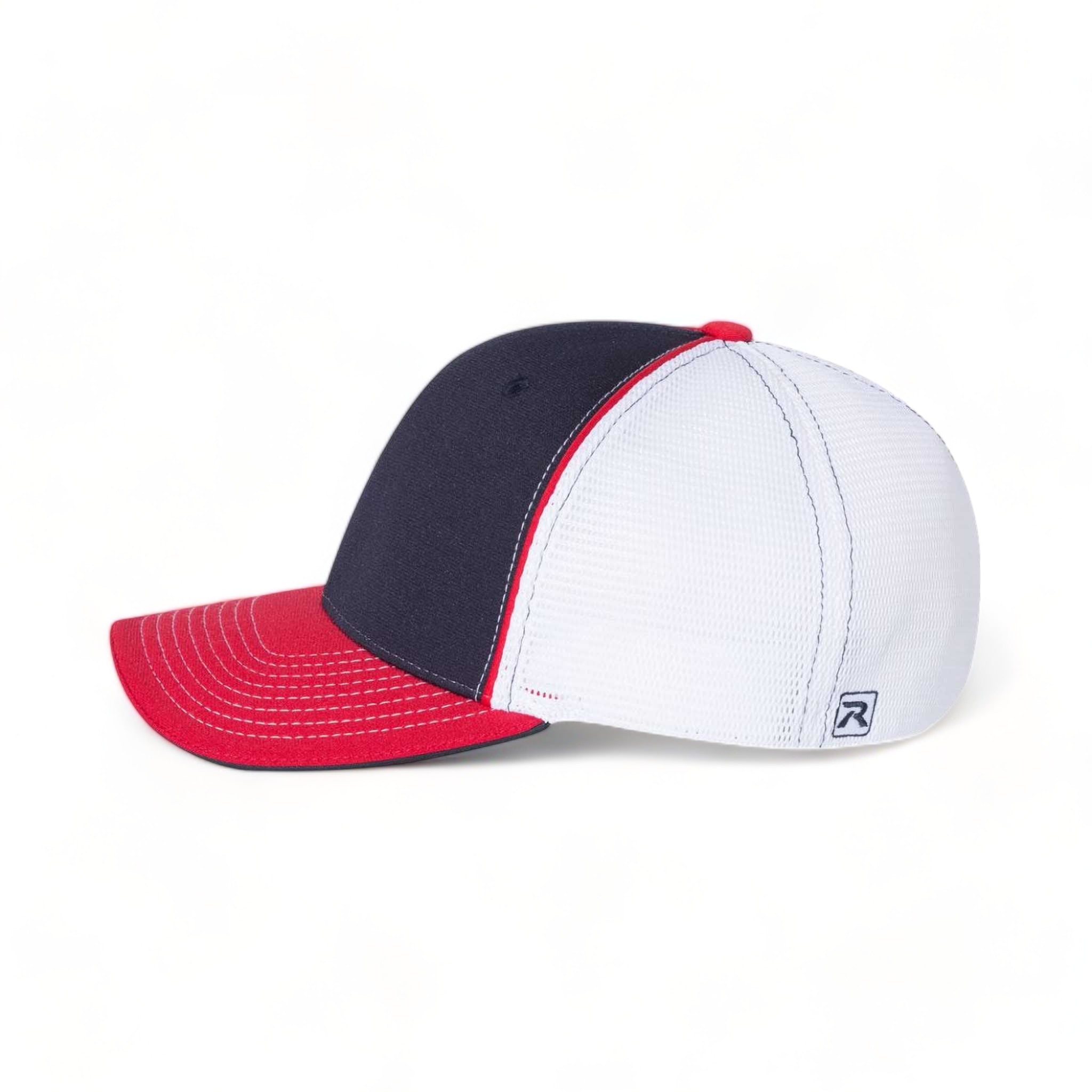 Side view of Richardson 172 custom hat in navy,  white and red tri