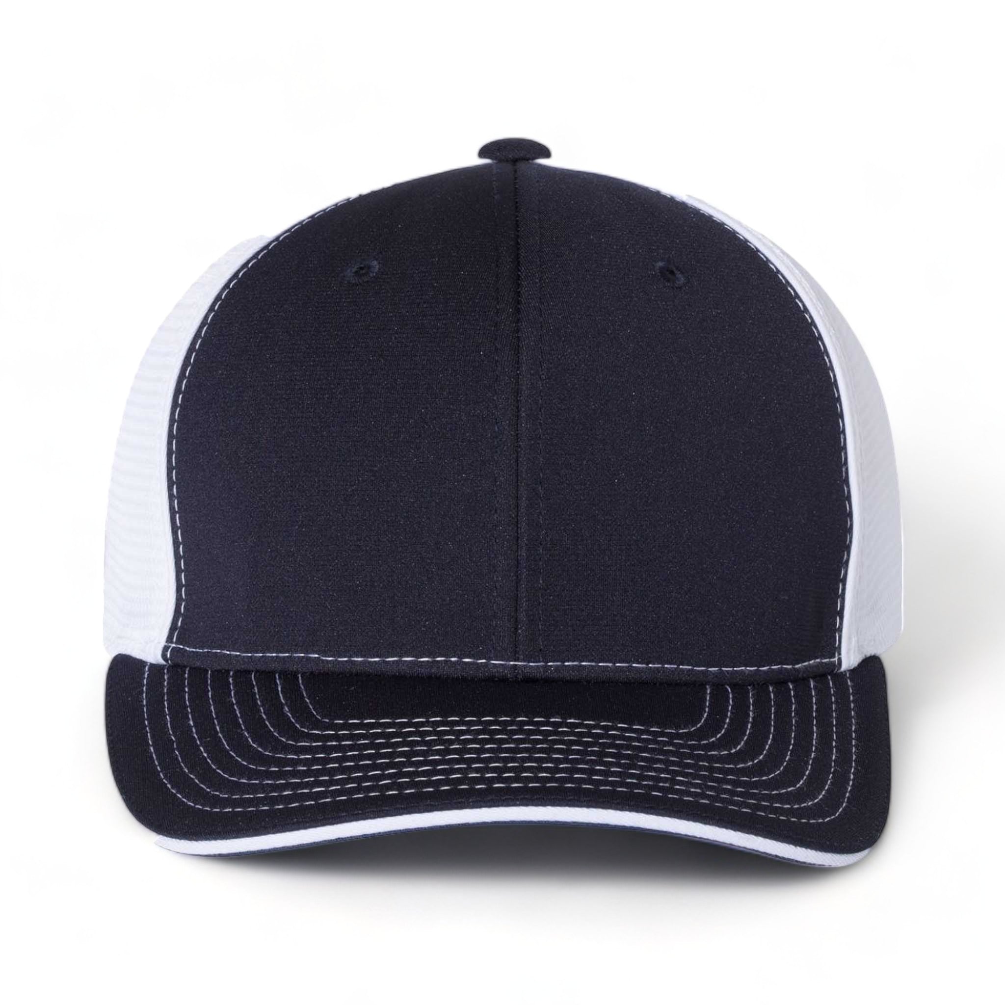 Front view of Richardson 172 custom hat in navy and white split