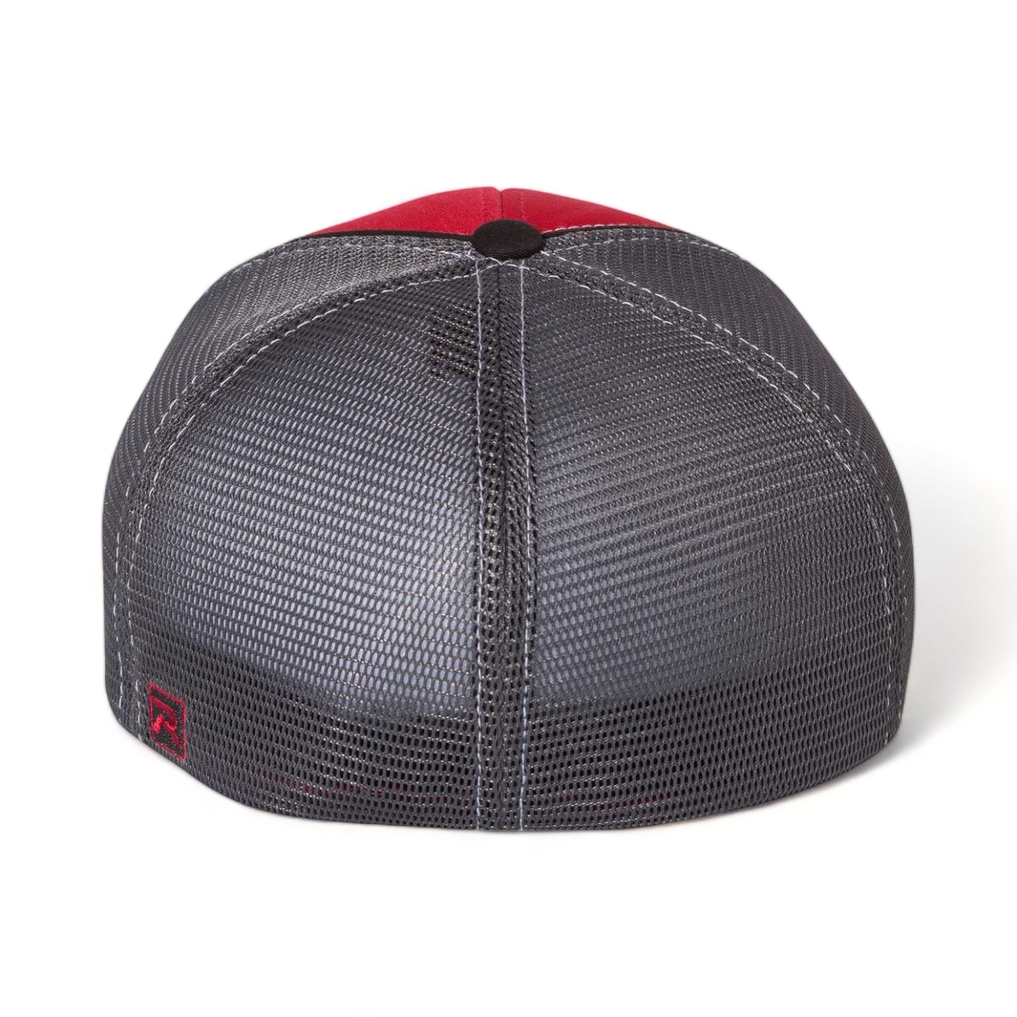 Back view of Richardson 172 custom hat in red, charcoal and black tri