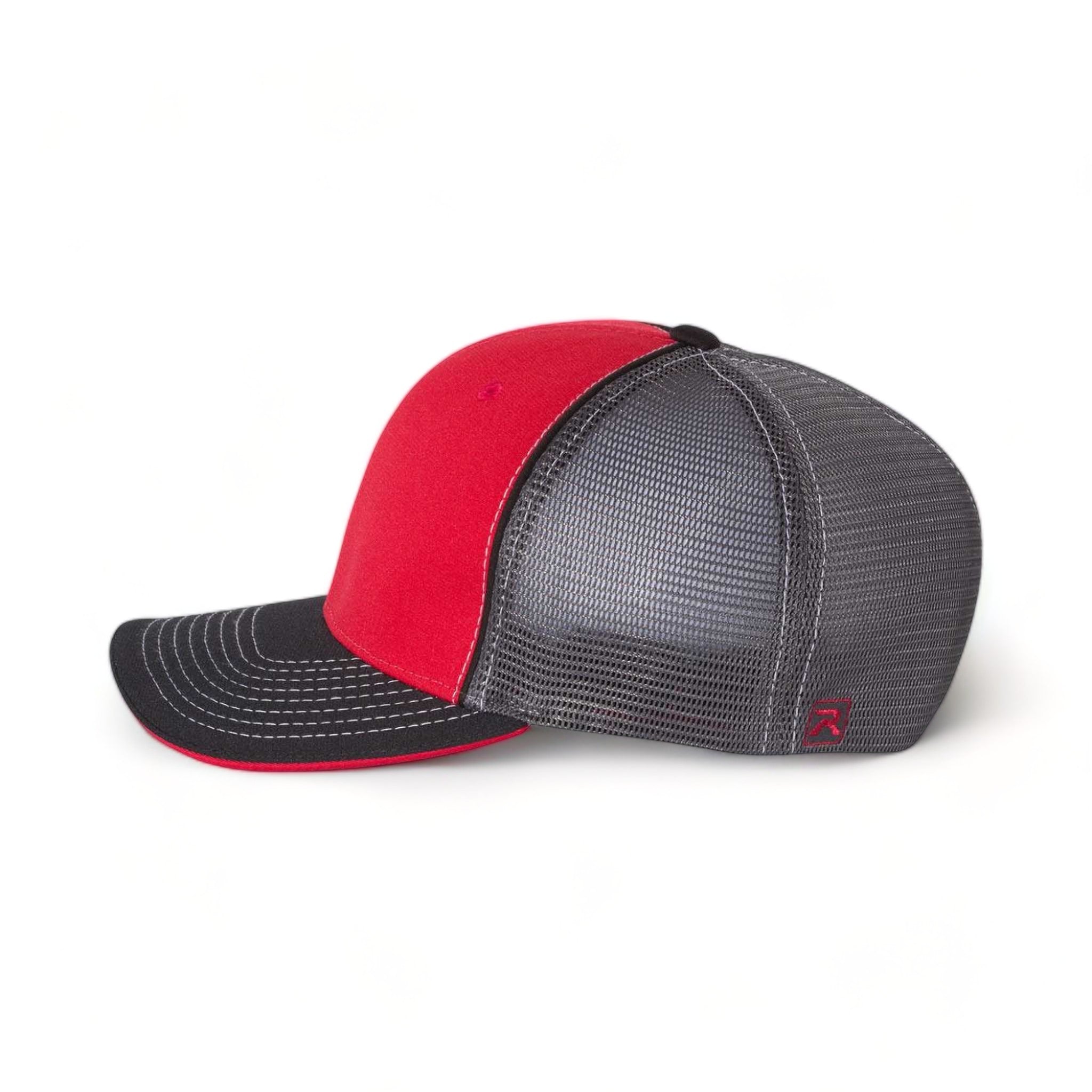 Side view of Richardson 172 custom hat in red, charcoal and black tri