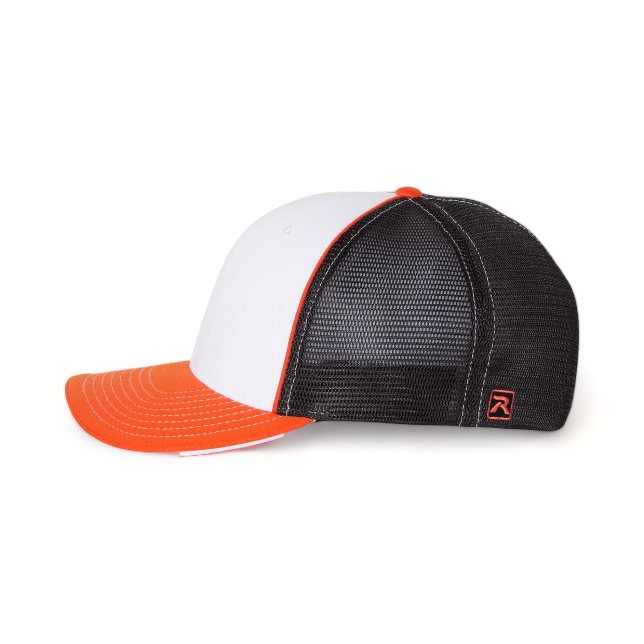 Side view of Richardson 172 custom hat in white, black and orange tri
