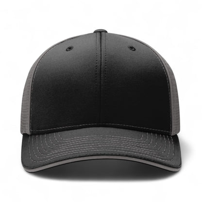 Front view of Richardson 172 custom hat in black and charcoal