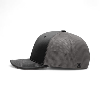 Left side view of Richardson 172 custom hat in black and charcoal