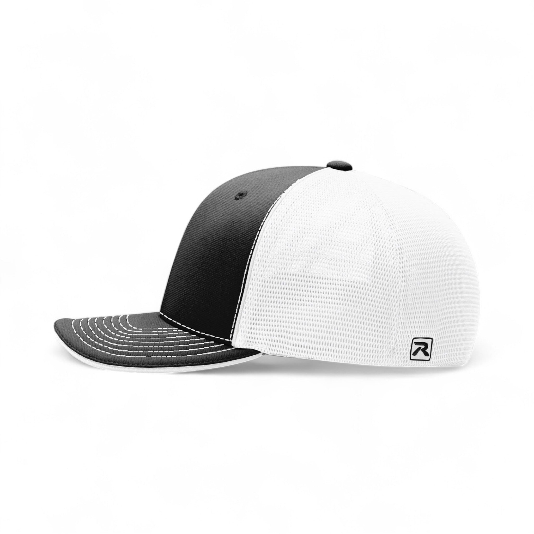 Left side view of Richardson 172 custom hat in black and white