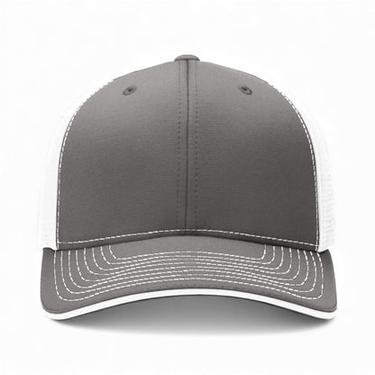 Front view of Richardson 172 custom hat in charcoal and white