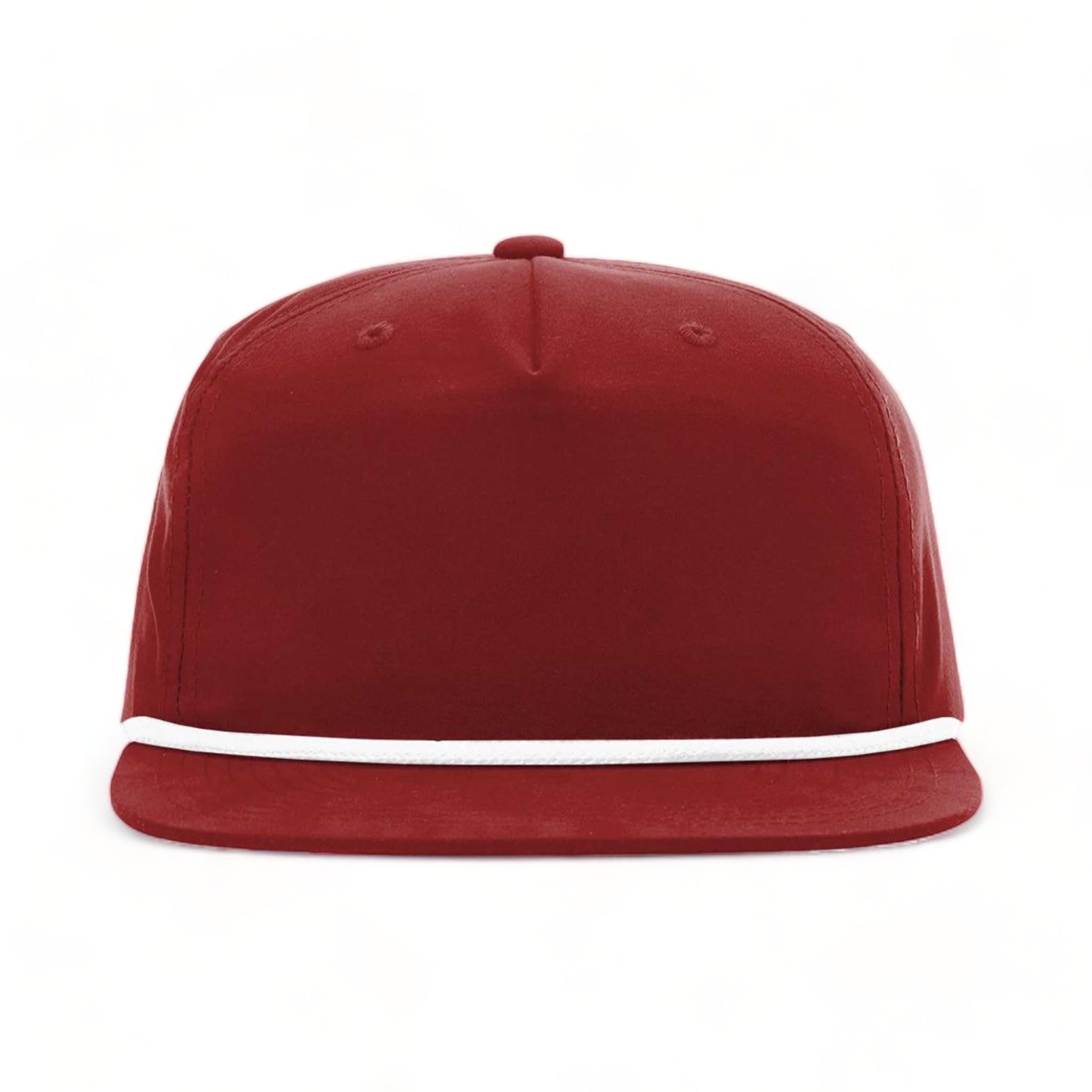 Front view of Richardson 256 custom hat in cardinal and white