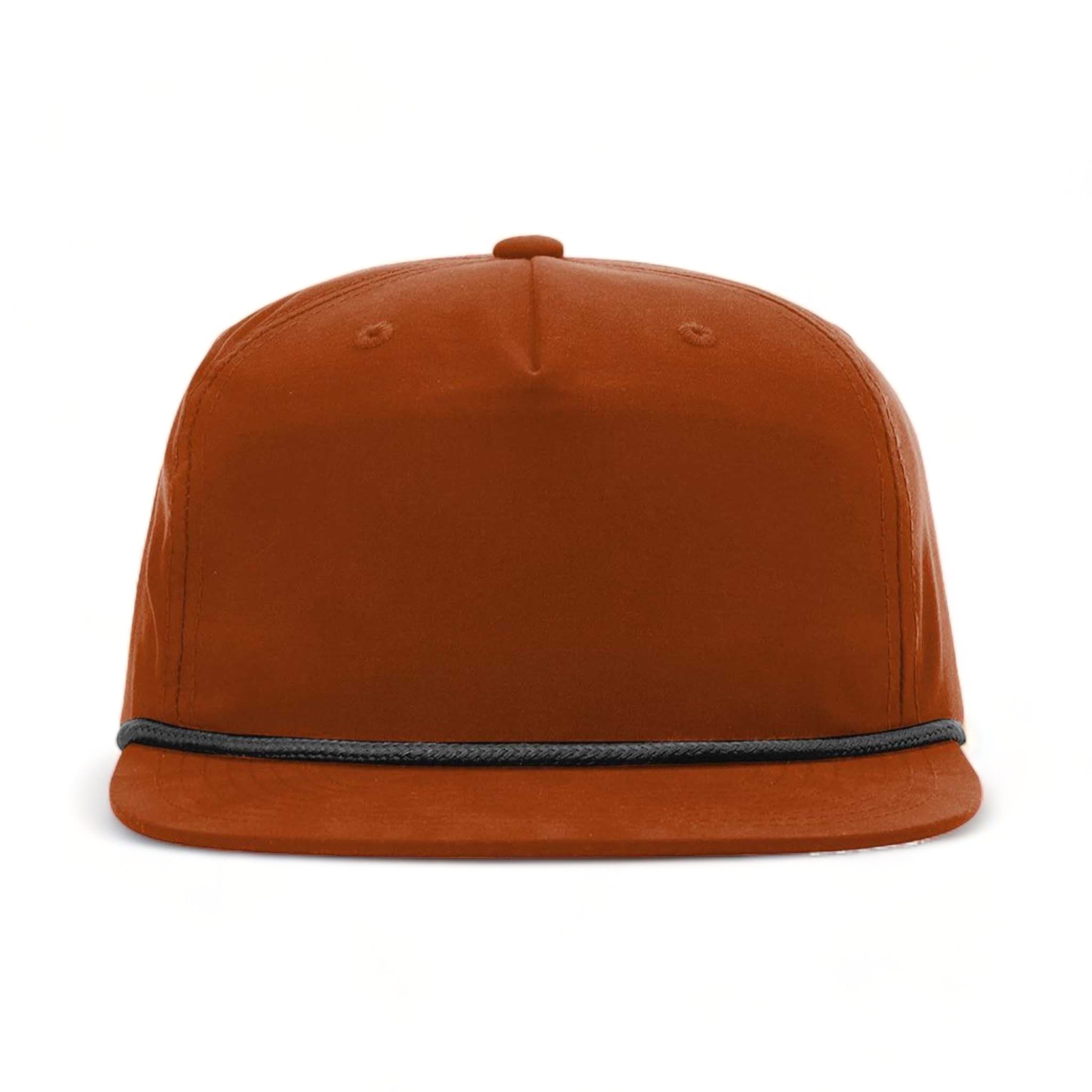 Front view of Richardson 256 custom hat in dark orange and black