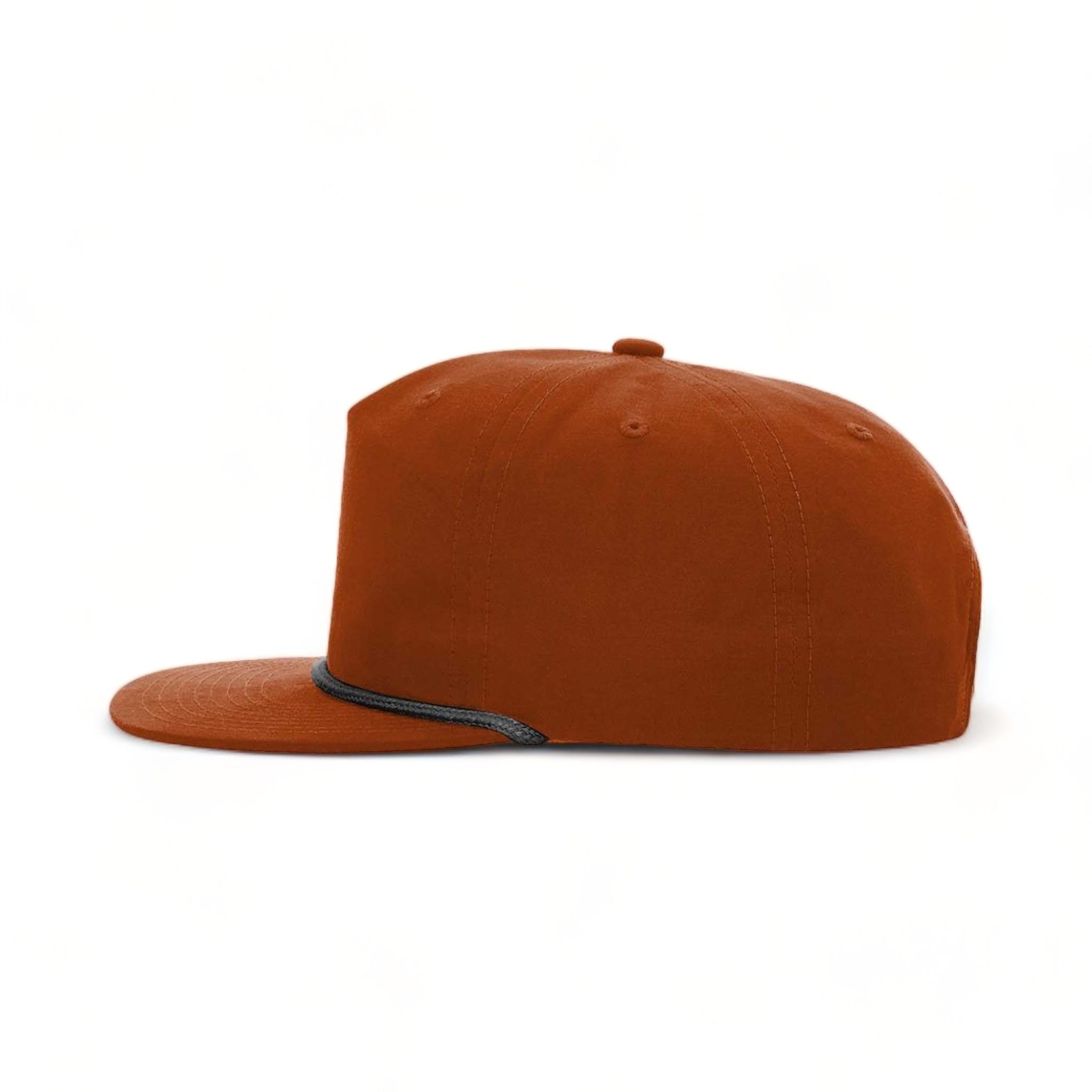 Side view of Richardson 256 custom hat in dark orange and black