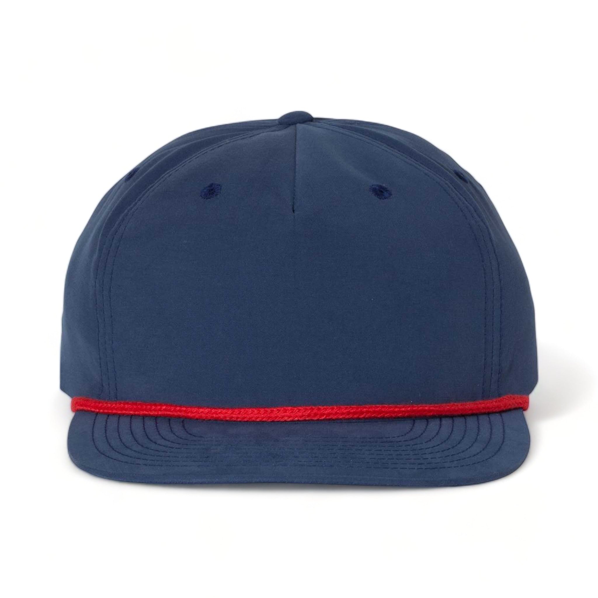 Front view of Richardson 256 custom hat in navy and red