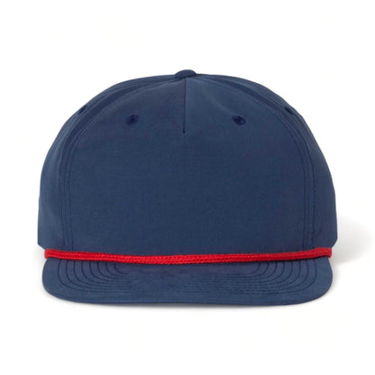 Front view of Richardson 256 custom hat in navy and red