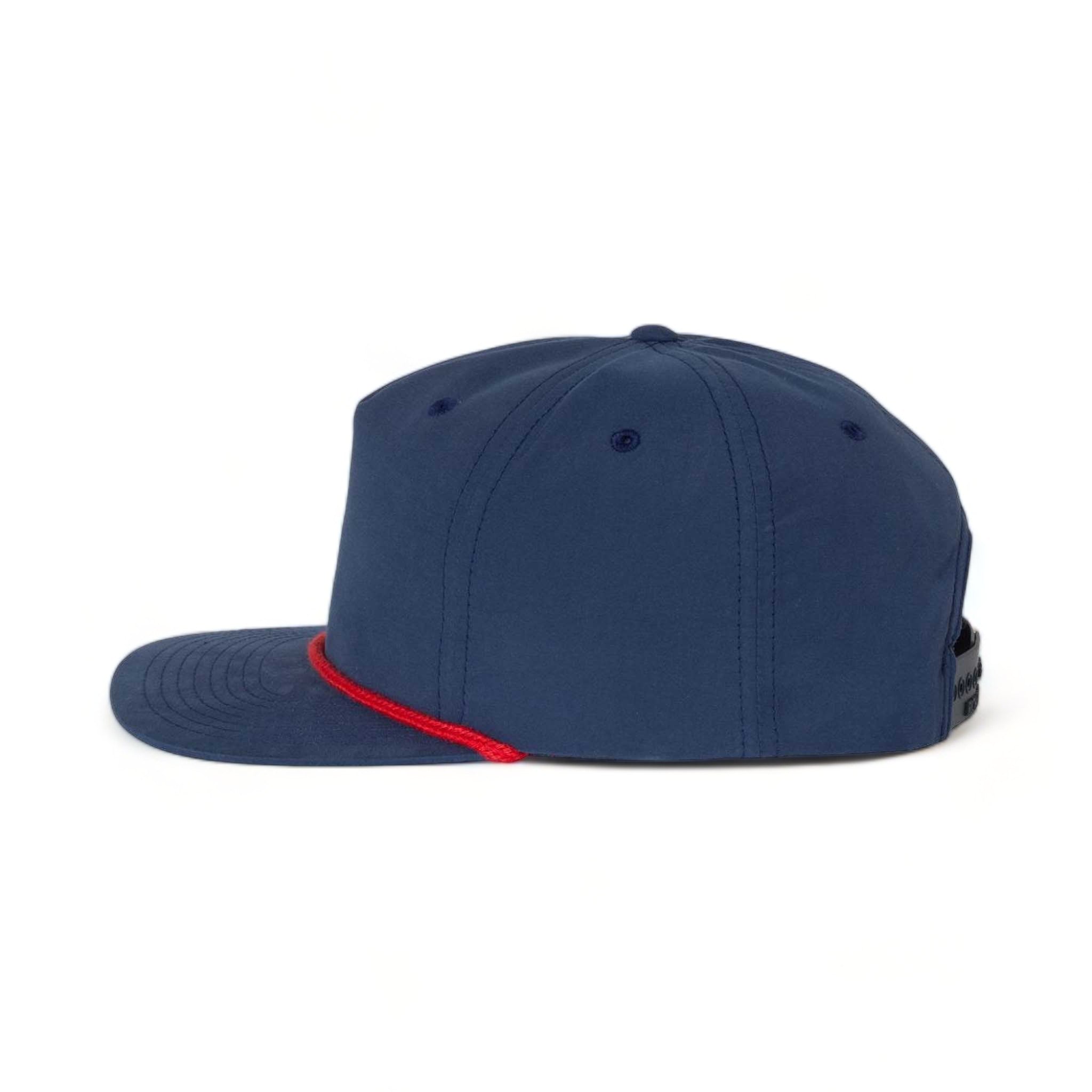 Side view of Richardson 256 custom hat in navy and red
