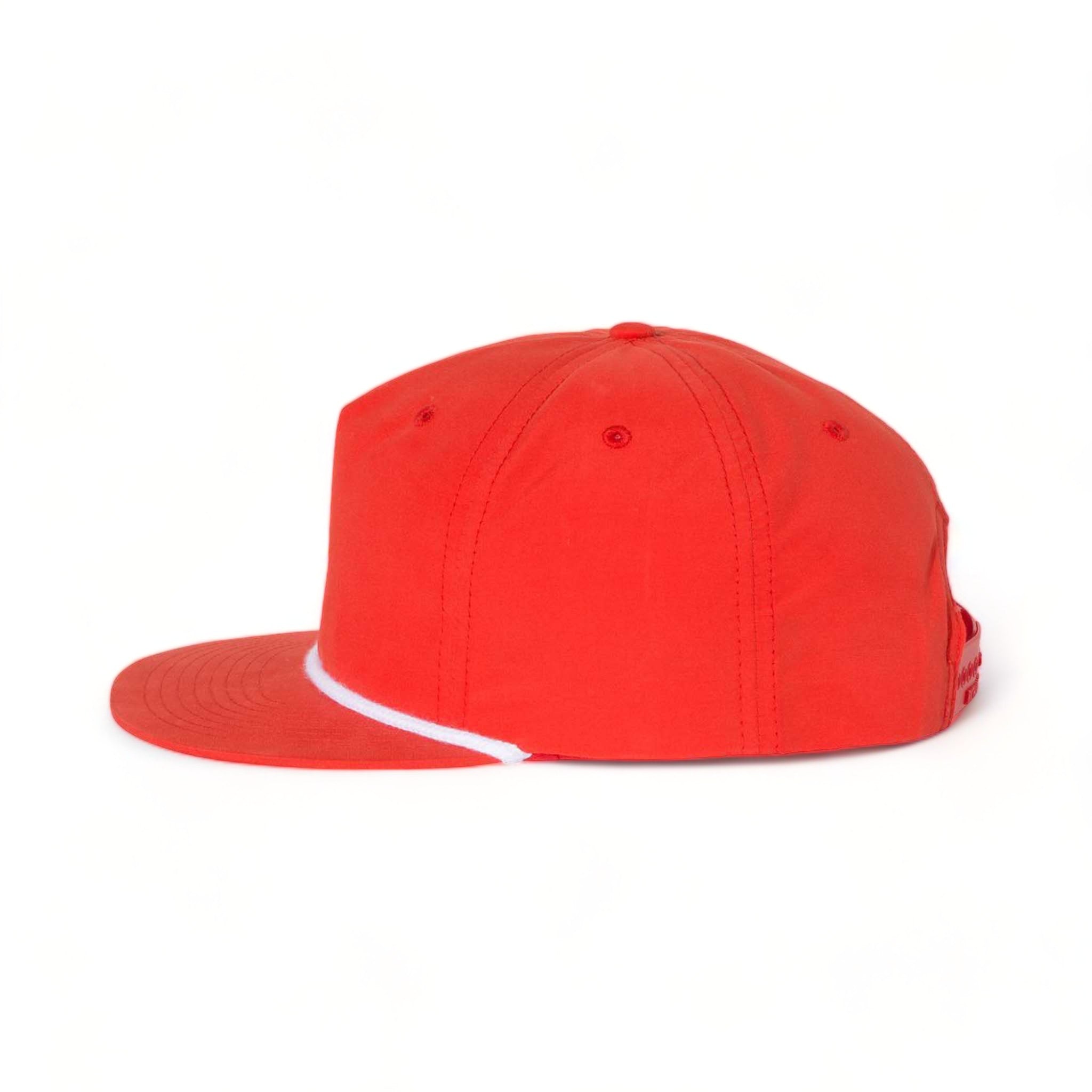 Side view of Richardson 256 custom hat in red and white