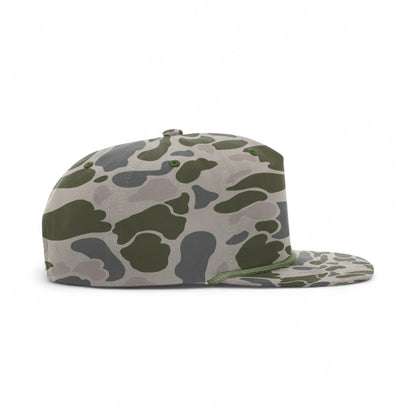 Right side view of Richardson 256P custom hat in marsh duck camo and olive green
