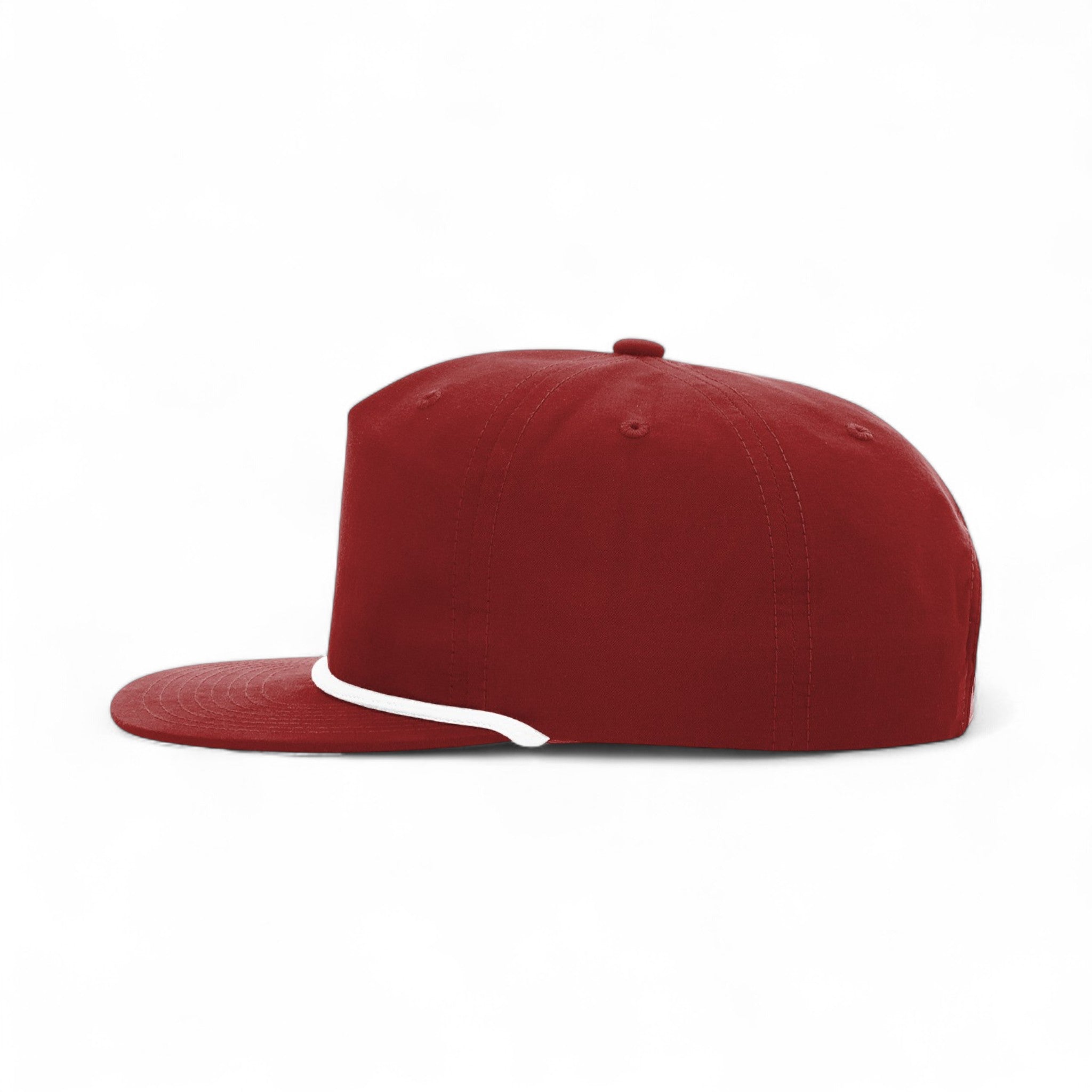 Left side view of Richardson 256 custom hat in cardinal and white