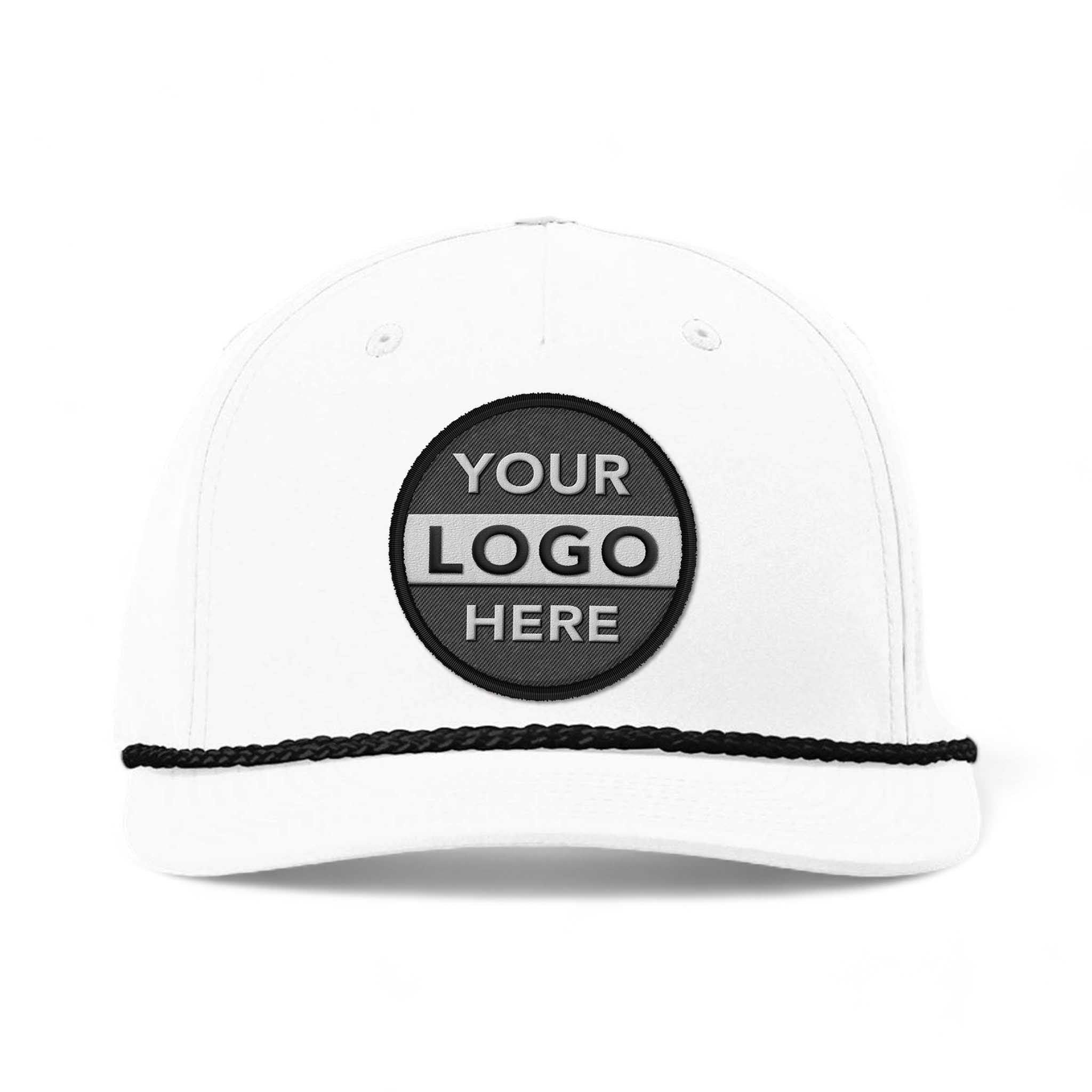 Richardson 258 custom embroidered patch hat in white and black