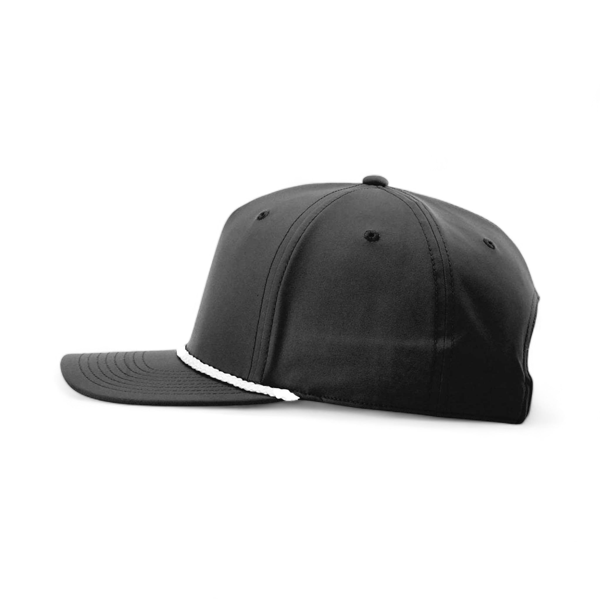 Side view of Richardson 258 custom hat in black and white