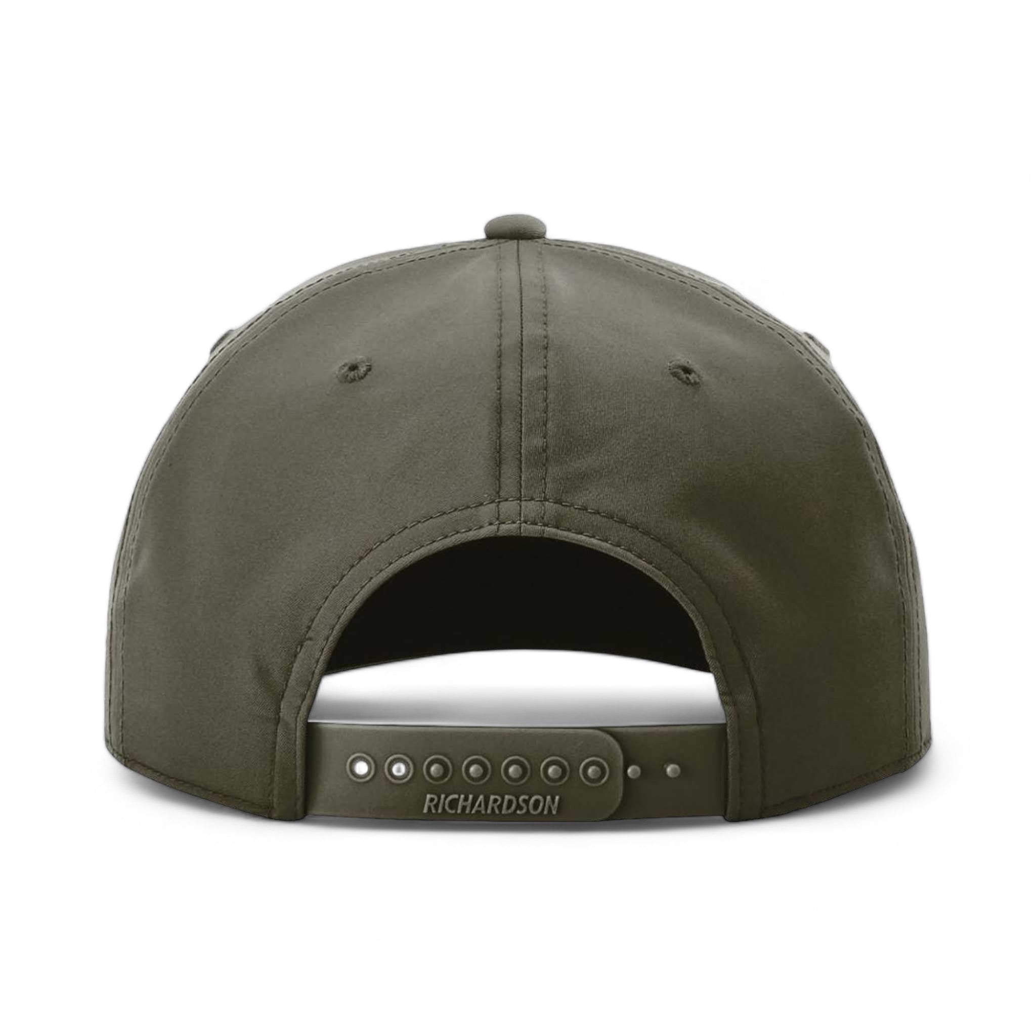 Back view of Richardson 258 custom hat in dark olive green and white
