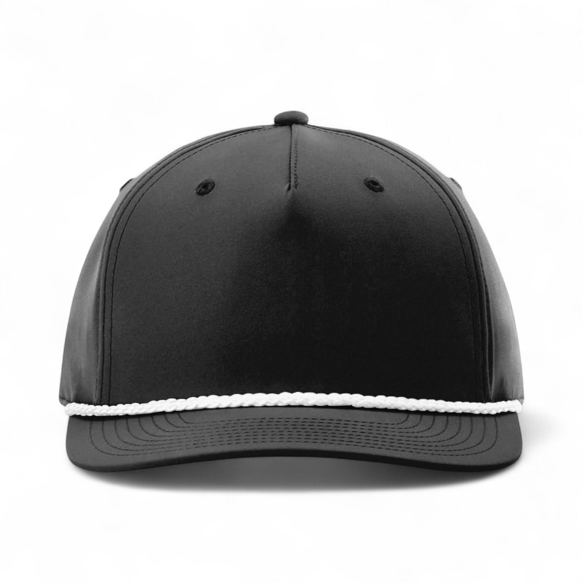 Front view of Richardson 258 custom hat in black and white