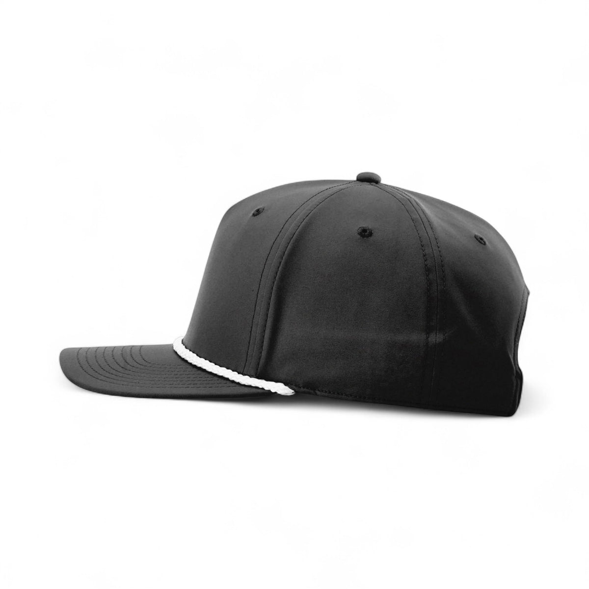 Left side view of Richardson 258 custom hat in black and white