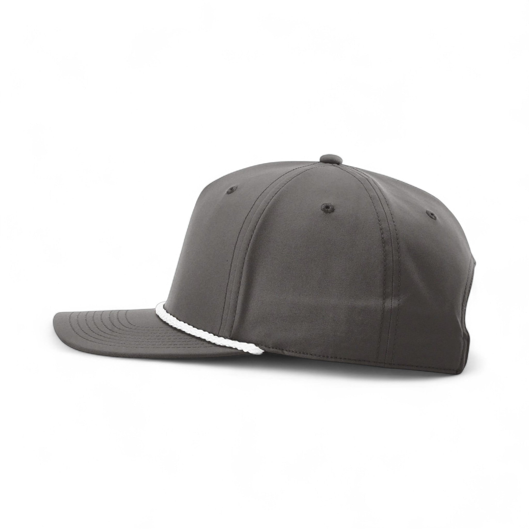 Left side view of Richardson 258 custom hat in dark grey and white