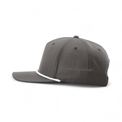 Left side view of Richardson 258 custom hat in dark grey and white