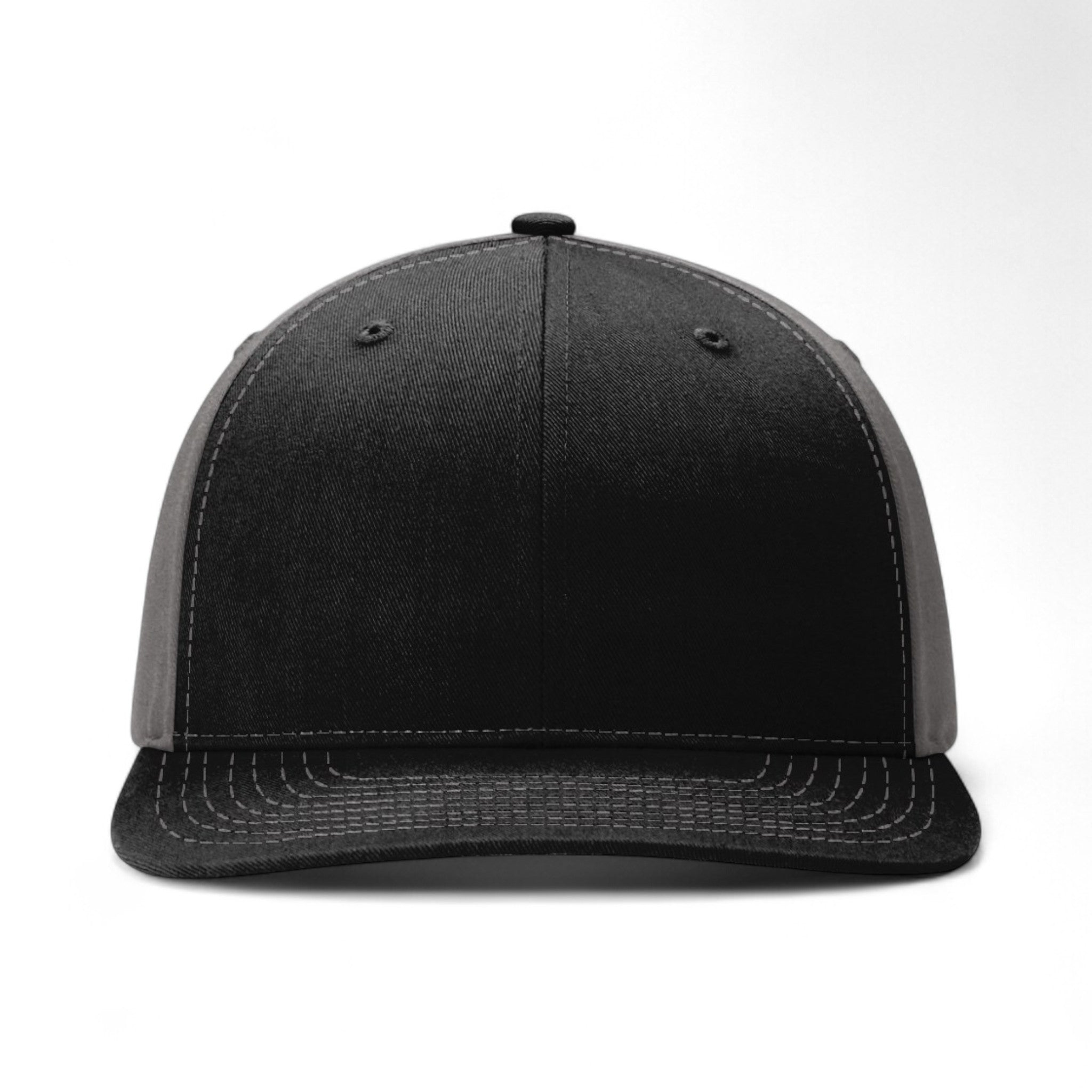 Front view of Richardson 312 custom hat in black and charcoal