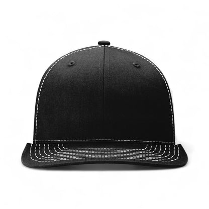 Front view of Richardson 312 custom hat in black and white