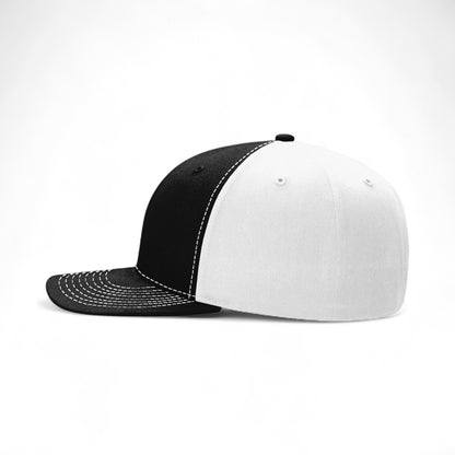 Left side view of Richardson 312 custom hat in black and white