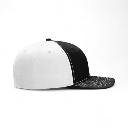 Right side view of Richardson 312 custom hat in black and white