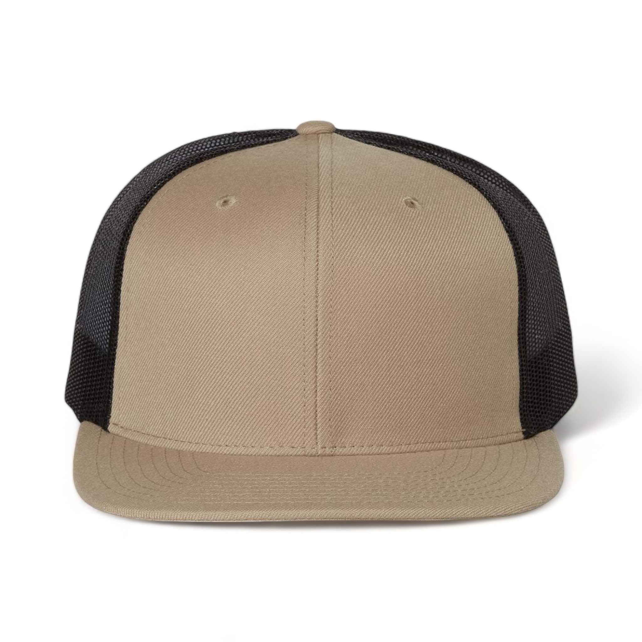 Front view of Richardson 511 custom hat in khaki and black
