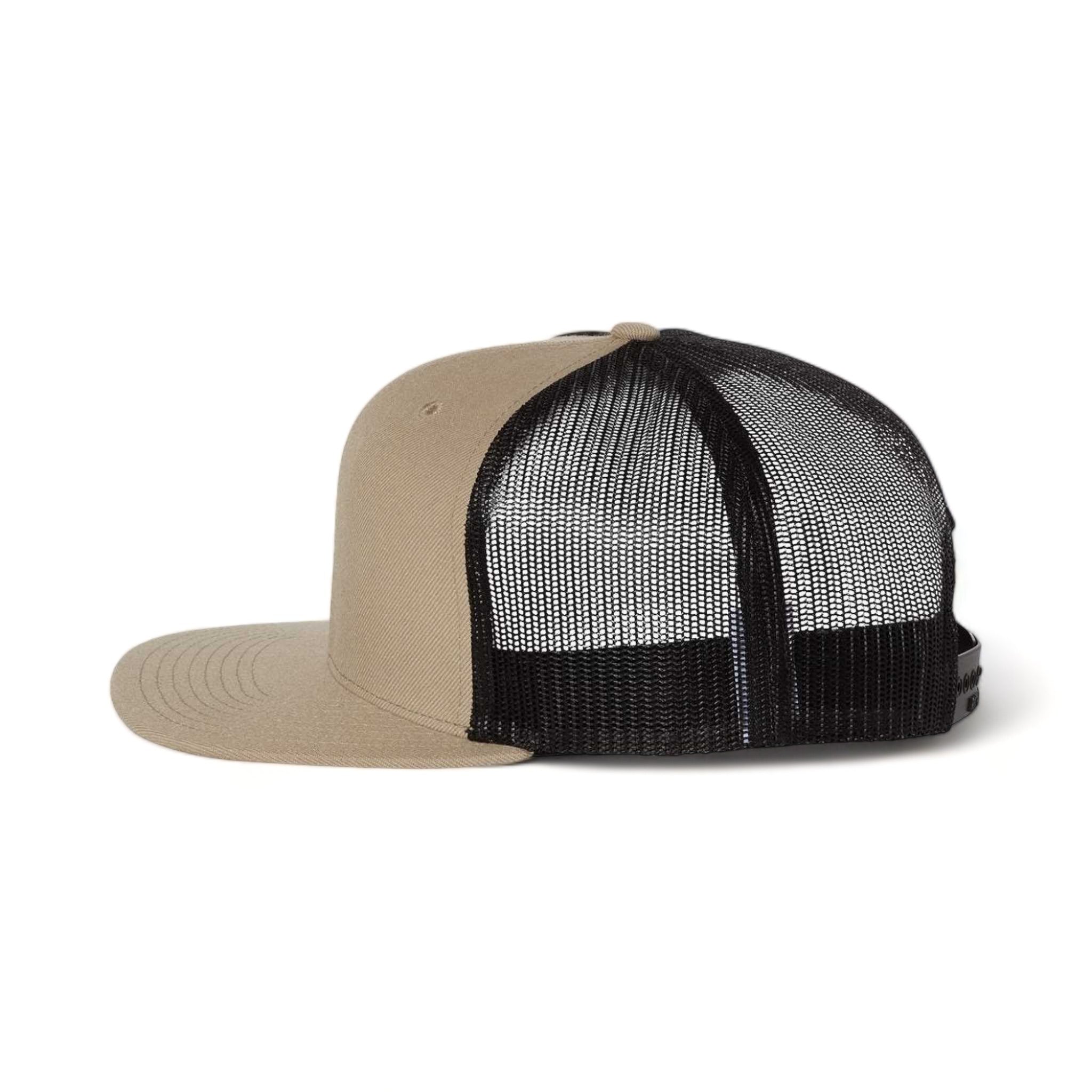 Side view of Richardson 511 custom hat in khaki and black