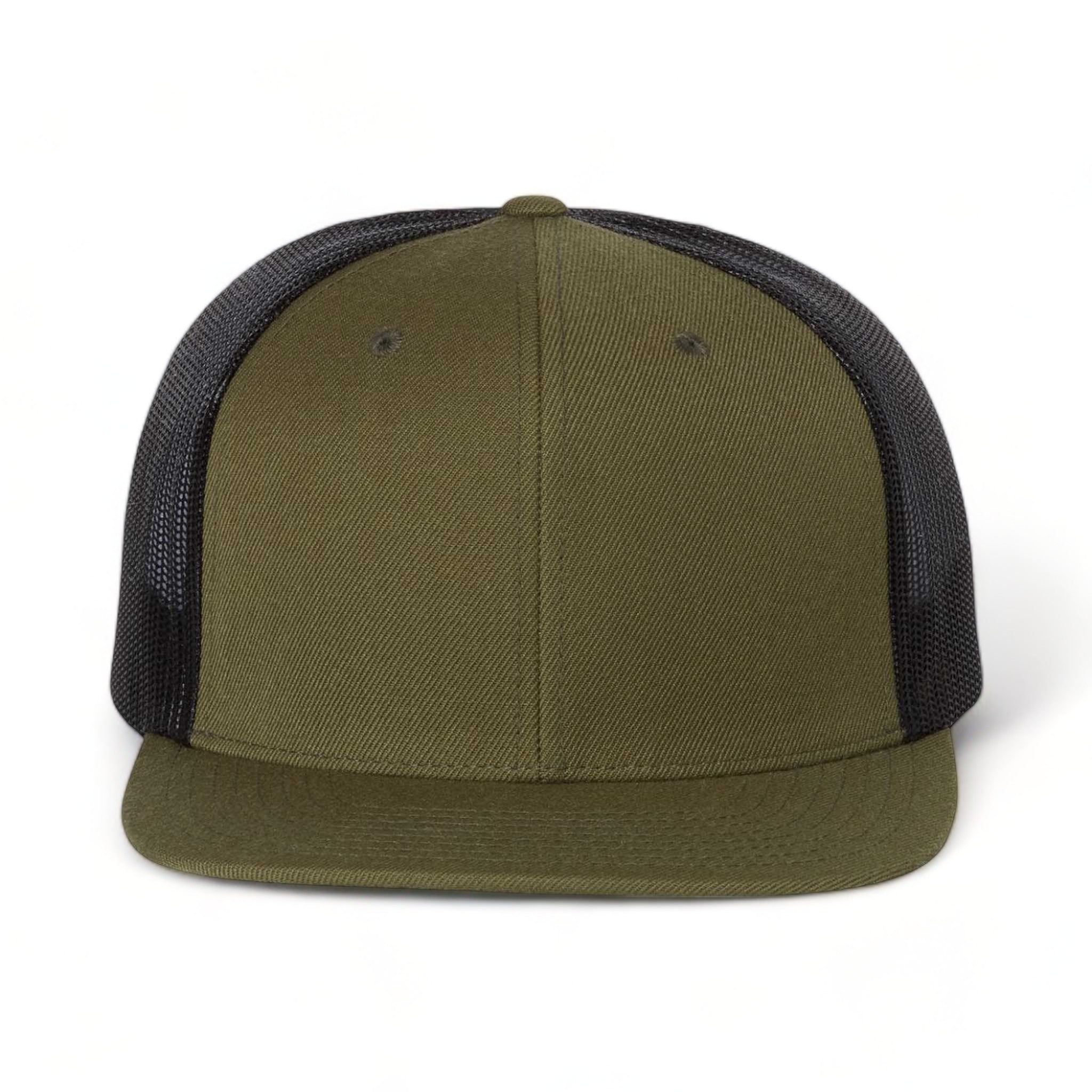 Front view of Richardson 511 custom hat in loden and black