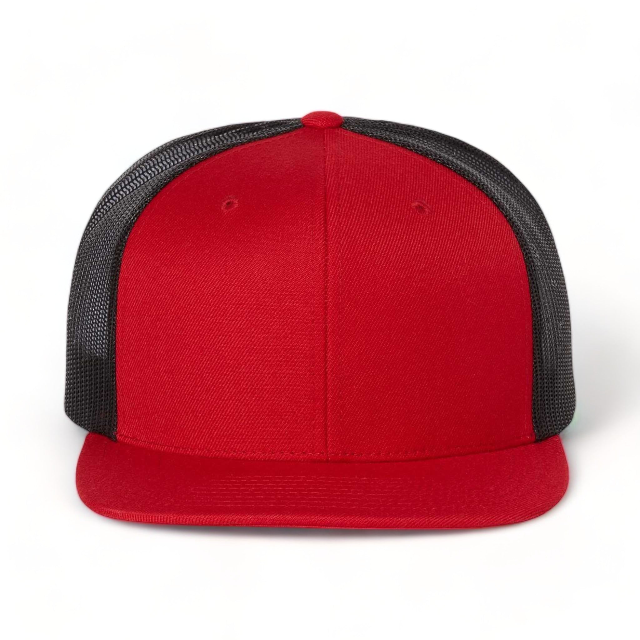 Front view of Richardson 511 custom hat in red and black