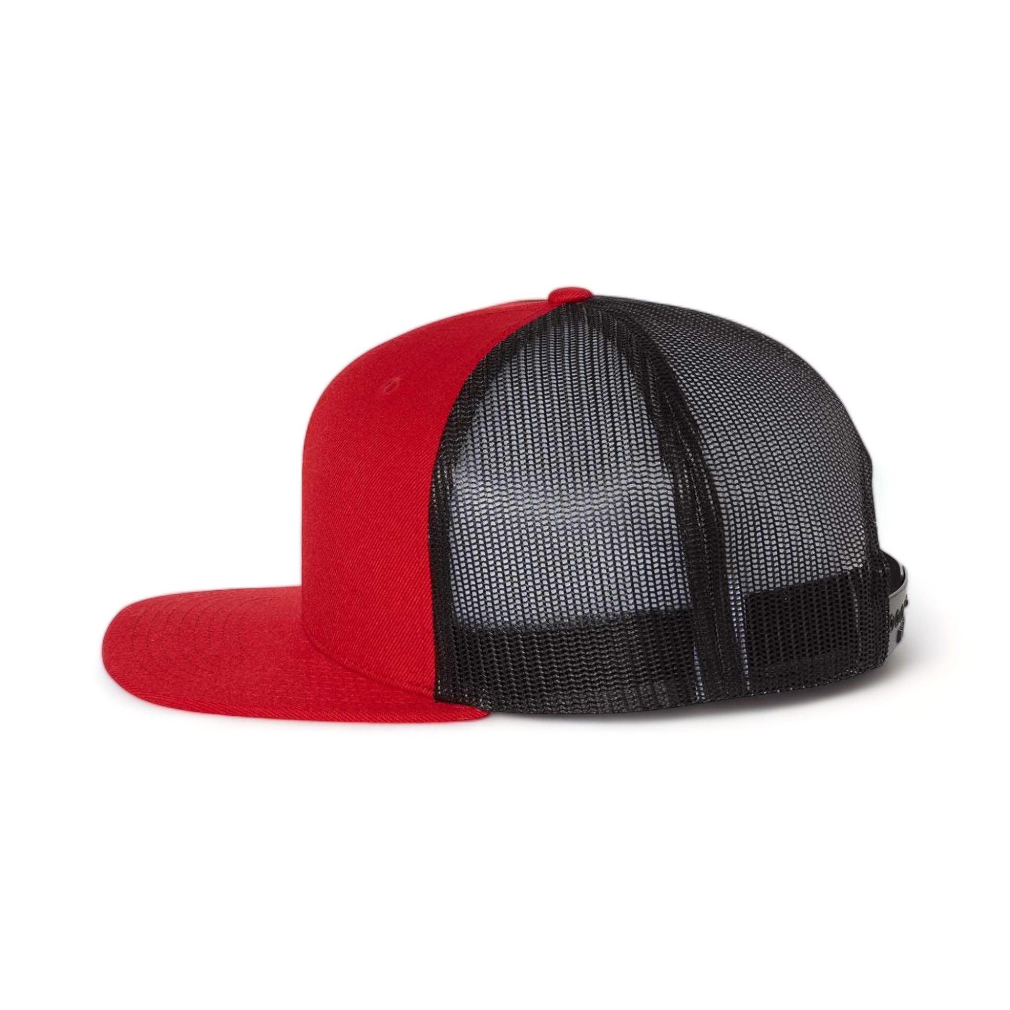 Side view of Richardson 511 custom hat in red and black