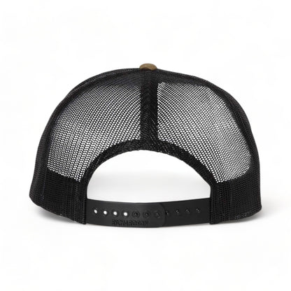 Back view of Richardson 511 custom hat in green camo and black