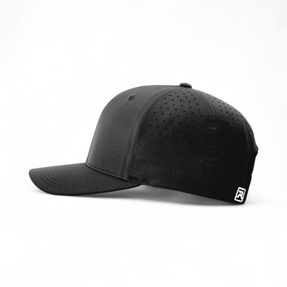 Left side view of Richardson 632 custom hat in black