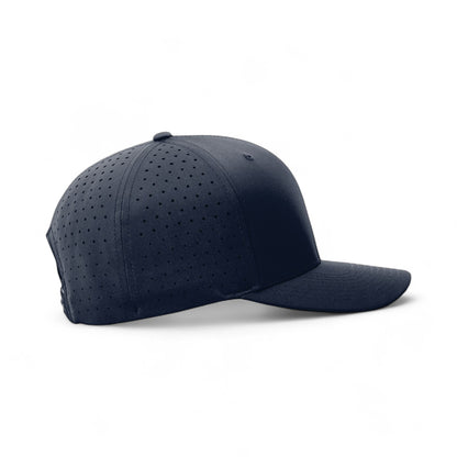 Right side view of Richardson 632 custom hat in navy