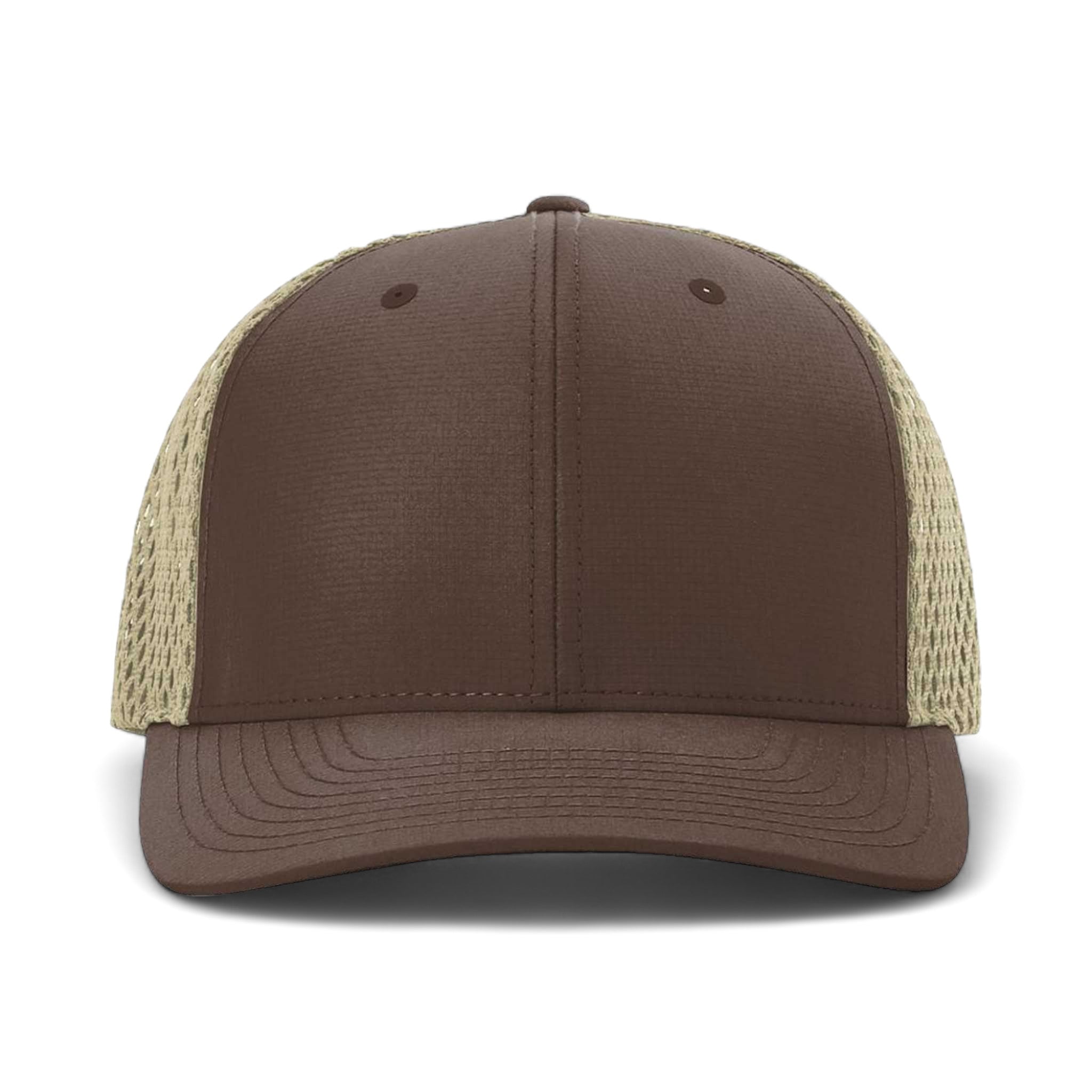 Front view of Richardson 835 custom hat in brown and khaki