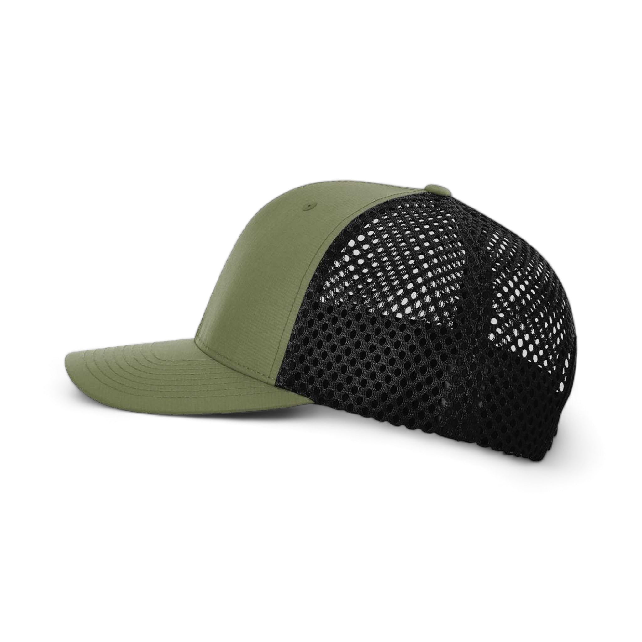 Side view of Richardson 835 custom hat in olive and black