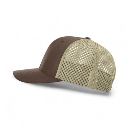 Left side view of Richardson 835 custom hat in brown and khaki