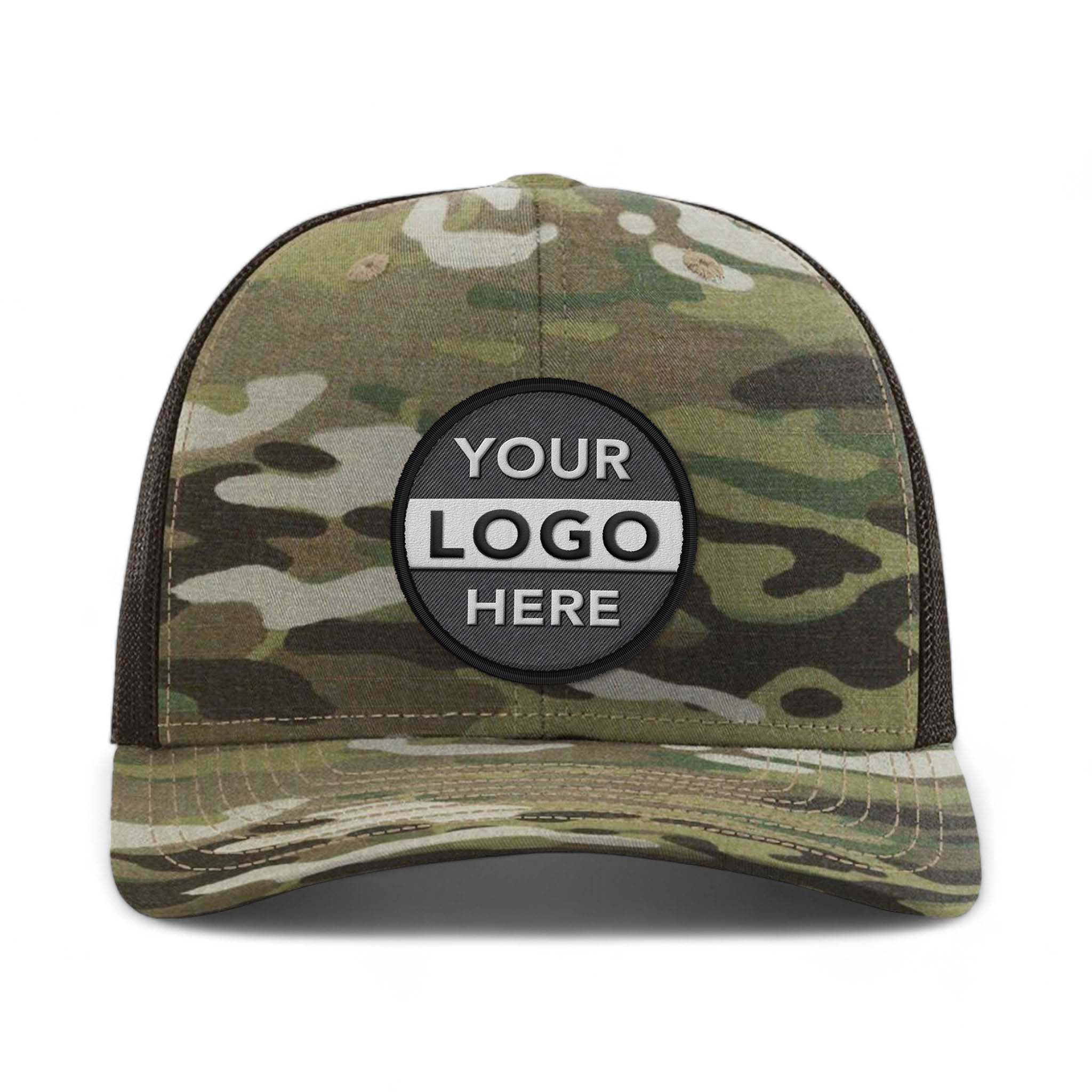 Richardson 862 custom embroidered patch hat in multicam original and coyote brown