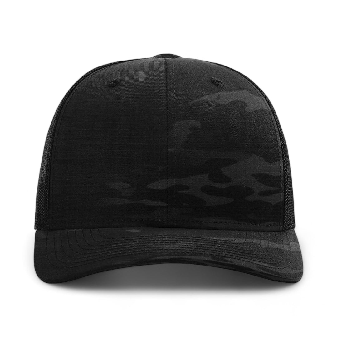 Front view of Richardson 862 custom hat in multicam black