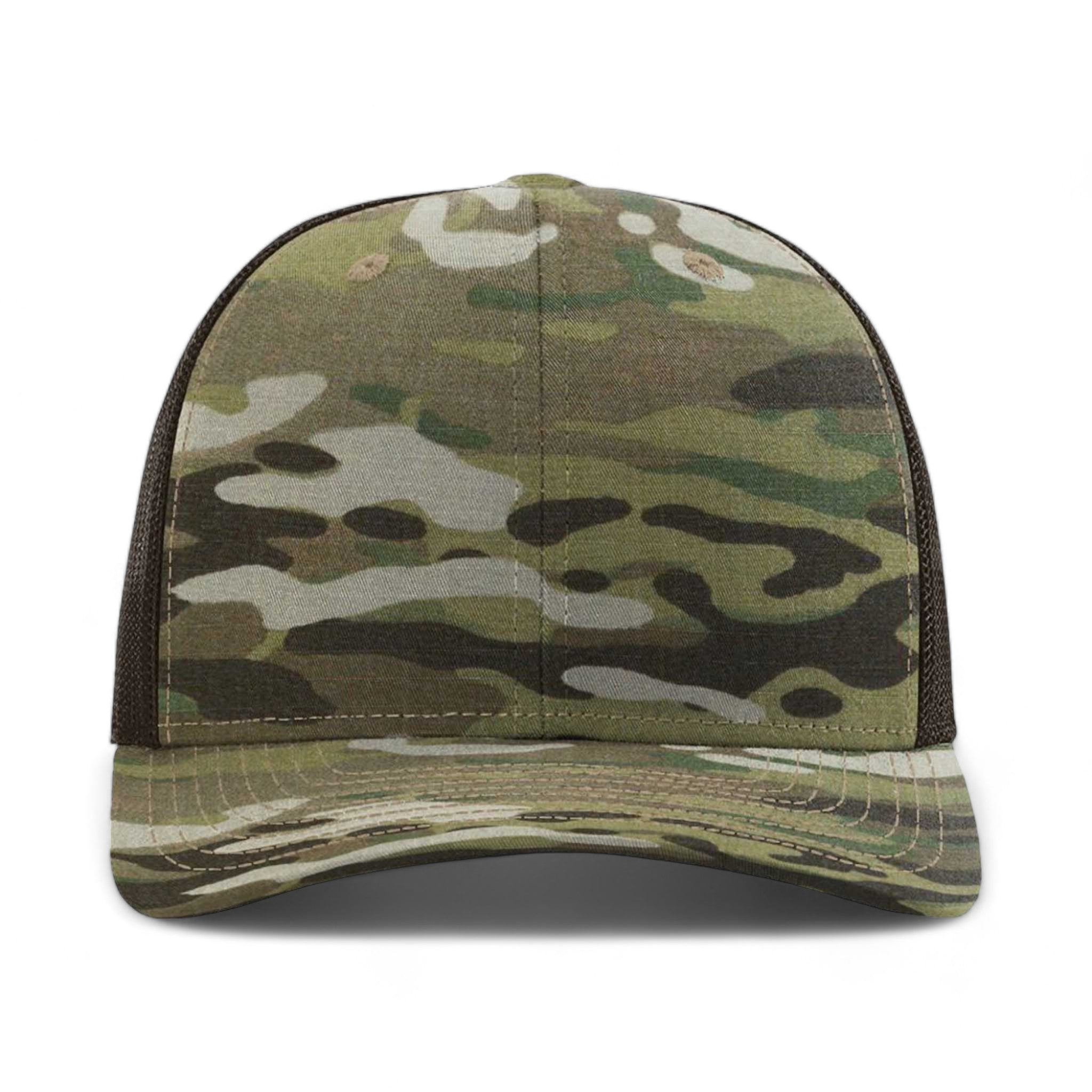 Front view of Richardson 862 custom hat in multicam original and coyote brown