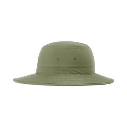 Left side view of Richardson 909 custom hat in moss green