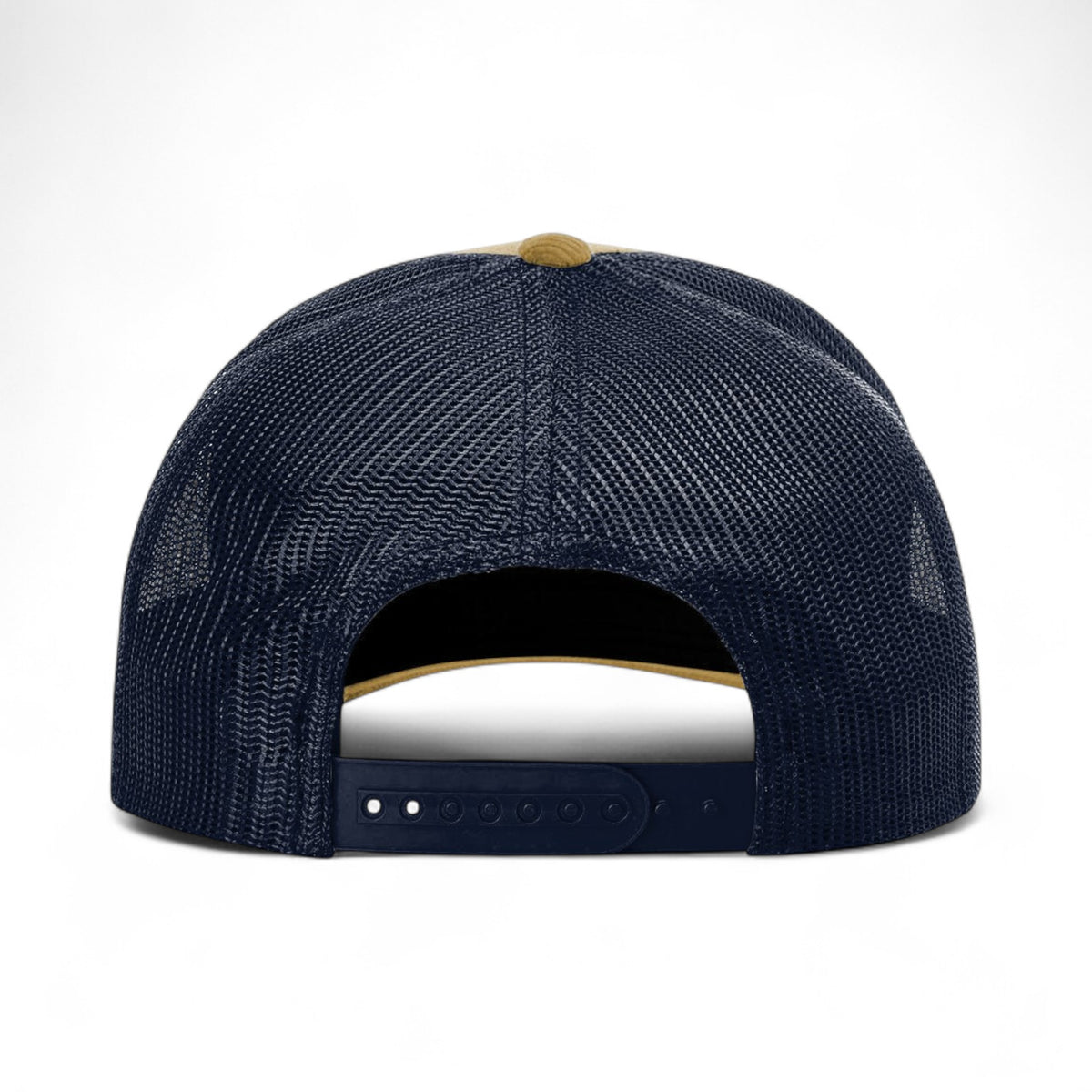Back view of Richardson 930 custom hat in amber gold and navy