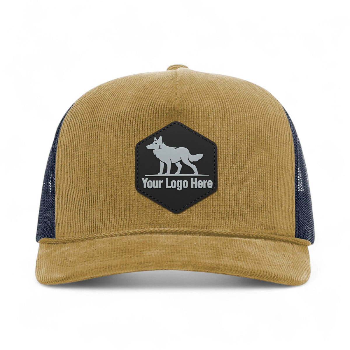 PVC patch preview of Richardson 930 custom hat in amber gold and navy