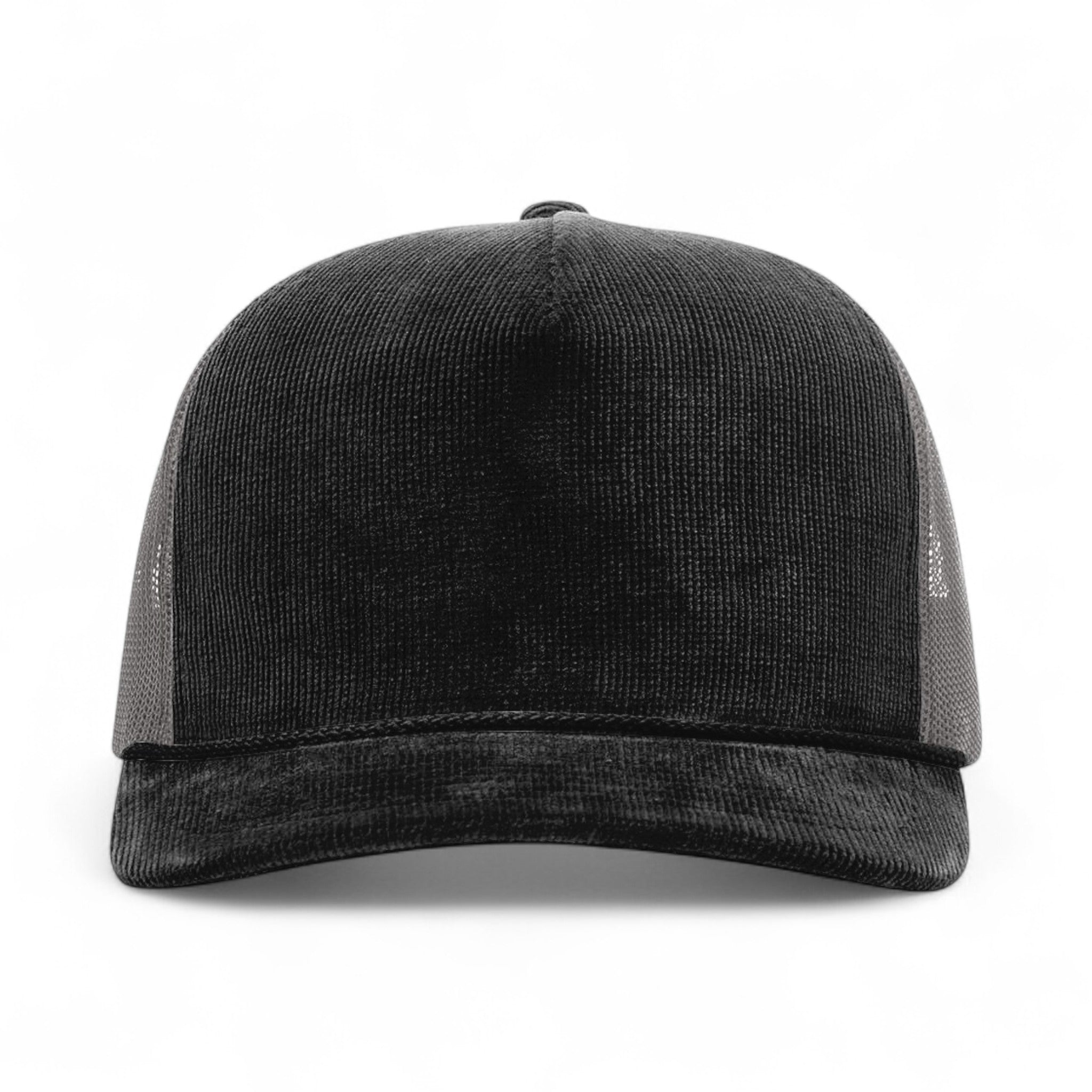 Front view of Richardson 930 custom hat in black and charcoal