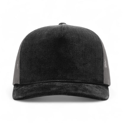 Front view of Richardson 930 custom hat in black and charcoal