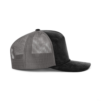 Right side view of Richardson 930 custom hat in black and charcoal